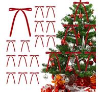 30pcs Velvet Bows Christmas - Red Velvet Ribbon Bows for Xmas Tree Decorations, Vintage Style Wedding Gift (Red)