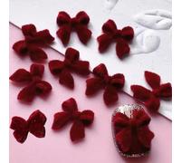 30Pcs Velvet Red Bow Nail Charms Valentine's 3D Red Bow Art Supplies for Acrylic Nails Winter Style Flocked Butterfly Knot Nail Gems and Charms Nail Jewelry for Women DIY Nail Decoration Accessories