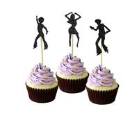30pcs Vintage Note Cake Picks for Birthday Party Decorations Black