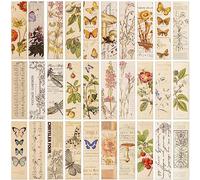 30Pcs Vintage Paper Bookmarks, Butterfly Flower Themed Book Marks for Book Lovers Vintage Aesthetic Bookmark for Men Women Unique Bulk Bookmarks for Students, Classroom Gifts, Reading Present