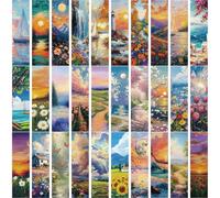 30pcs Vintage Paper Bookmarks Painting Themed Reading Book Mark Aesthetic Book Accessories for Book Lovers Gifts School Essential Stationery (H)