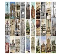 30pcs Vintage Paper Bookmarks Western Architecture Themed Reading Book Mark Aesthetic Book Accessories for Book Lovers Gifts School Essential Stationery (A)