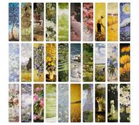 30Pcs Vintage Style Paper Bookmarks, Art Oil Painting Pattern Book Mark,Bookmark for Women Men Teachers Students Reader Families and Friends (D)