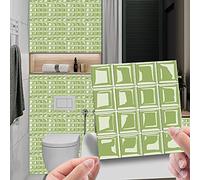 30pcs Wall Tile Stickers, Hiser Square Retro Marble Mosaic Style Waterproof Decals Sticker for Kitchen Living Room Bathroom Home Floor DIY Decor Self-Adhesive (OliveDrab,20x20cm)
