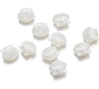 30pcs White Acrylic Clam Shell Tiny Spacer Beads,Plastic Beach Scallop Shell Craft Loose Beads 14.5x12.5mm,DIY Hair Clip Bracelet Charms for Crafts,Bead Assortments Beading and Jewelry Making