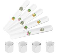 30Pcs White Slap Bands Plastic Snap Bands DIY Creativity Style Snap Bracelets Stimulate Imagination Snap Bands for Birthday Halloween Thanksgiving Christmas Party（22cm）