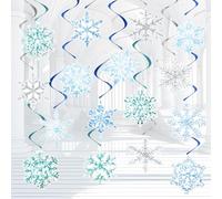 30Pcs Winter Wonderland Decorations, Winter Snowflake Birthday Baby Shower Hanging Swirl Decorations, Snowflake Decor Frozen Birthday Party Decor for Indoor and Outdoor Winter Themed Party Supplies