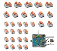 30Pcs Wire Connectors, Hose Pipe Connector 2/3/5 Way Inline, Cable Connectors,Compact Splicing Electrical Connector Butt Terminals for Connect 28-12 AWG Flame Retardant PA/PC