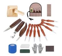 30PCS Wood Carving Kit Woodworking Chisel,BritPick Wood Kit for Beginners, Includes 8PCS Basswood Carving Blocks and 11PCS Whittling, Gloves, Roll Bag, Sharpener (30PCS)