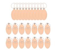 30pcs Wooden Blank Keychain for DIY Crafts, Beech Engraving Pendant