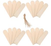 30pcs Wooden Bookmark Blank Divider Tag with Hanging Rope for Writing | Natural Wood, Rounded Edges and Hole Design, for Books, Gifts, Classroom Crafts and Record Dividing