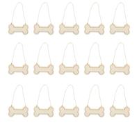 30pcs Wooden Dog Bone Hanging Tags with Rope Beige DIY Blanks | Safe sturdy no burrs, not easy to deform, for painting, staircase and door use, Christmas decor for kids and friends