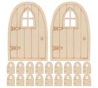 30pcs Wooden Miniature Fairy Door 3.9 Inch with Hollow Arched Window | Unpainted Smooth Wood Surface with Visible Grain, Glue-friendly Design, for Hobbyists and Teachers
