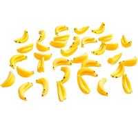 30Pcs Yellow Mini Plastic Artificial Bananas 1/12 Scale Dollhouse Accessories, Realistic Miniature Fruit Models for Fairy Garden Kitchen Decor & DIY Crafts