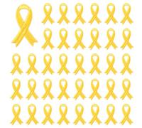 30pcs Yellow Ribbon Iron on Patches Bone Cancer Awareness Embroidered Sew Applique Repair Patch Support Campaign Charity Donation Event DIY Crafts for Clothing Dress Backpack Hat Decorations