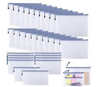 30PCS Zipper Pouch A4 A6 A5 Plastic Wallets Waterproof Document Pouch Transparent Thickened Zip Lock Money Bags Home School Office Travel Document Wallet Storage Organize PVC File Folder