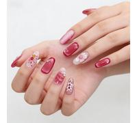 30Pieces False Nails 3D Flower Art Ice Clear Effect ABS Artificial Nails Comfortable Multiple Size for Various Uses Busy Life