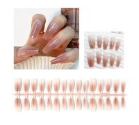 30Pieces Long Ballet Fake Nails French Nails Square Head False Full Press On Nails Tips