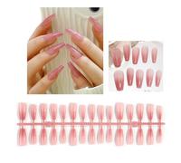 30Pieces Long Ballet Fake Nails French Nails Square Head False Full Press On Nails Tips