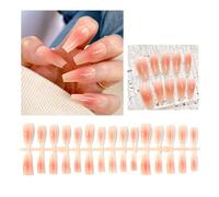 30Pieces Press On Nails Long Fake Press On Glossy Acrylic Nail Full Cover Artificial False For Women Reusable False Nails Adhesive Nail Stickers