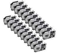 30PK Label Tape 12mm Compatible with KL-60 KL-100 120 Label Printer XR-12WE XR-12X XR-12RD XR-12BU XR-12YW(Black on Silver)