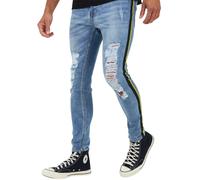(30R, Blue) Brave Soul Mens Denim Distressed Taped Jeans
