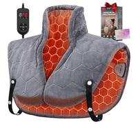 30s Fast Heating Pad for Neck Shoulders and Back,Far Infrared Energy, Deep Pain Relief, Weight Neck Heating pad, 8 Temp Settings, 240 Mins, Memory Function, Birthday Gift for Women & Men (Dark Grey)