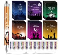 30Sets Christmas Christian Gifts Bulk Christian Nativity Jesus Notepads and Bible Verse Pens Christmas Bible Verse Gift Set for Staff Coworker Pastor Xmas Party Favor Religious Church Sunday School