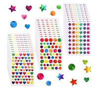 30Sheets 1710Pcs Sparkly Foil Star Round Heart Shaped Metallic Stickers Glitter Self-Adhesive Reward Sticker for Student Planner Behavior Chart DIY Decoration