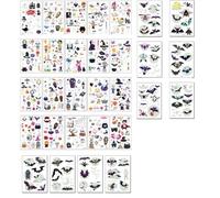 30sheets Glow in the Dark Halloween Temporary Tattoos for Kids & Adults - Halloween Party Packs with Monster Face Decorations, Luminous Stickers for Costume Parties,and School Events