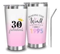 30th 1995 Birthday Gifts for Women, 30 Year Old Birthday Cups Gifts for Her, Birth Day Decorations for Woman, Cool 30th Gift for Women Turning 30, 30 and Fabulous 20 OZ Stainless Steel Tumbler
