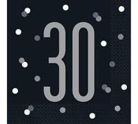 30th Age 30 Happy Birthday Black Paper Disposable Napkins Napkin Party Tableware Eco Friendly UP