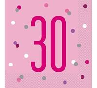 30th Age 30 Happy Birthday Pink Paper Disposable Napkins Napkin Party Tableware Eco Friendly UP