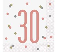 30th Age 30 Happy Birthday Rose Gold Paper Disposable Napkins Napkin Party Tableware Eco Friendly UP