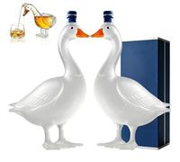 30th Anniversary 3D Sculpted Vodka Bottle, 350ml Funny Unique Goose Wine Bottle Holder, Goose Glass Whiskey Bottle, Frosted/Transparent Liquor Decanter for Bar, Home, Partys, Men, Dad, F Frosted 2PCS