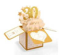 30th Anniversary Card, 3D Gold Happy Anniversary Greeting Card with Envelope Wedding Marriage Celebration for Wife from Husband Romantic