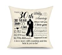 30th Anniversary Decorative Cushion Cover Throw Pillow Cover Gifts for 30 Years of Marriage Couple Husband Wife Her Him 30th Wedding Anniversary Keepsake Married 30 Years Pillow Cases 45x45cm (30th)