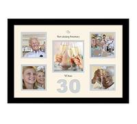 30th Anniversary Photo Frame Pearl Wedding 4x4 x4 and 5x5 975D (Black Finish Frame Cream Mount Grey Inside)