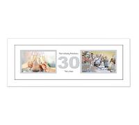 30th Anniversary Photo Frame Pearl Wedding Thirtieth Gift Takes Two 6”x4” Landscape Photos 1233A (White Finish Frame White Mount Grey Inside)