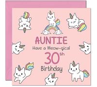 30th Auntie Birthday Card - Funny Cat Cute Aunty Aunt Birthday Card for 30 Year thirty, thirtieth