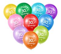 30th Birthday Balloons 10PCS, 12" Latex Assorted Multicolour Numbers Birthday Balloons, Digit Balloons, Number 30 Age Balloons for 30 Year Old Birthday, 30th Anniversaries Party Decorations Supplies