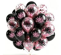 30th Birthday Balloons Black Pink Confetti Latex Balloons, Sweet 30 Years Old Birthday Decorations with Crown Wine Glass Print,Decoration for Women Anniversary Party Celebration Supplie