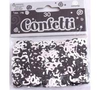 30th Birthday Black and Silver Confetti Table Dec