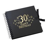 30th Birthday Black Scrapbook, Guest Book Or Photo album With Gold Script