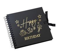 30th Birthday Black Scrapbook Photo album With Gold Script Present Design