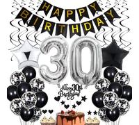 30th Birthday Black & White Party Decoration - 28th Birthday Cake Decoration for Men & Women