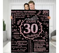 30th Birthday Blanket - Personalized Flannel Fleece Soft Throw for Women - Happy 30th Gift Ideas for Her