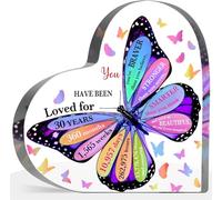 30th Birthday Butterfly Acrylic Sign, 3.35 Inches x 3.35 Inches, Heart Shape, Tabletop Decor, Birthday Celebration Keepsake