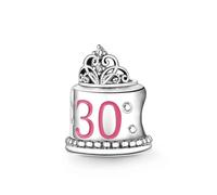 30th Birthday Cake bad bead charm sterling silver for women's bracelet