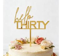 30th Birthday Cake Topper - Gold Acrylic Number 30 Decorations for Cakes - 2mm Thick Food Safe Material with Non-Slip Base - Elegant Anniversary Party Supplies